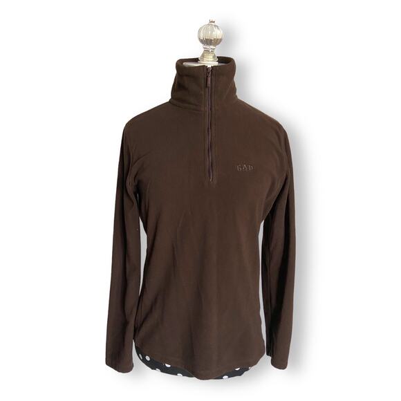 Gap Womens Pullover Size XS Outlet Solid Brown Fleece Quarter Zip Lightweight - Picture 1 of 4